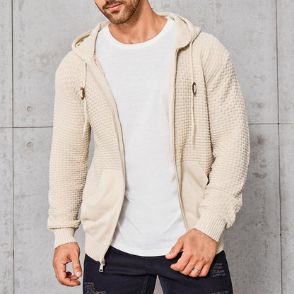 Men’s Textured Knit Full-Zip Hooded Jacket