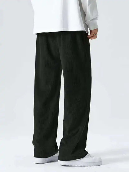 Men’s Relaxed Corduroy Pants with Elastic Waistband and Cuffs