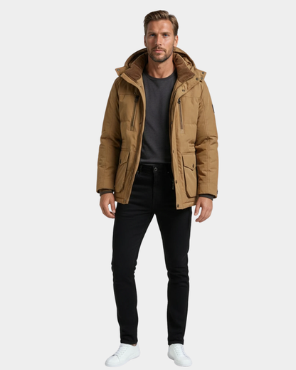 Men’s Fleece-Lined Hooded Longline Puffer Parka