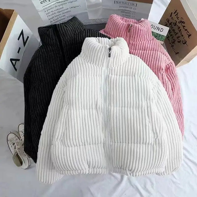 Women’s Cropped Corduroy Quilted Jacket with Boxy Fit