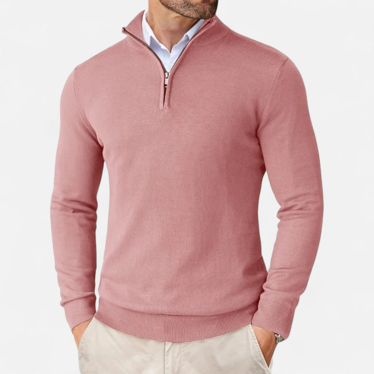 Men’s Lightweight Tailored Zip-Up Knit Sweater
