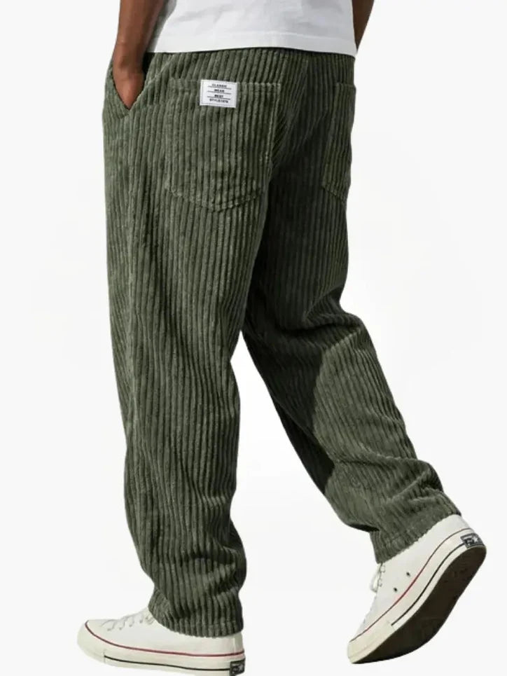 Men’s Relaxed Corduroy Trousers with Drawstring Waist