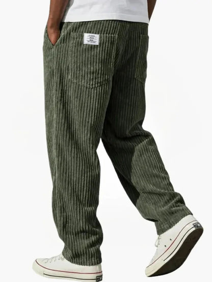 Men’s Relaxed Corduroy Trousers with Drawstring Waist