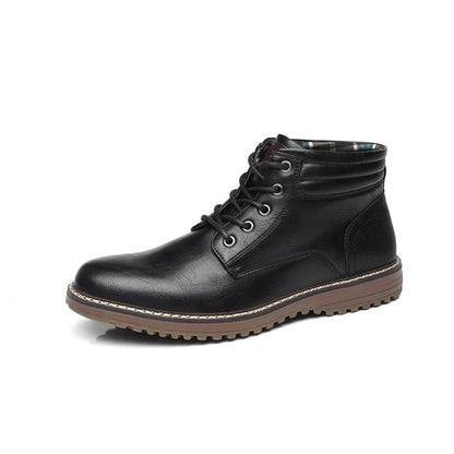 Men’s Business Ankle Boots with Round Toe and Medium Heel