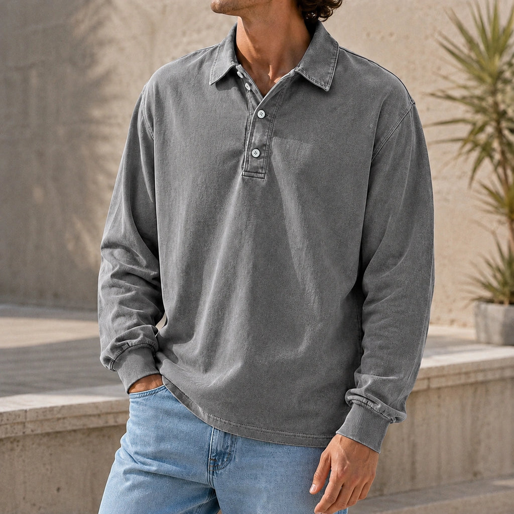 Men’s Vintage Washed Cotton Lapel Shirt