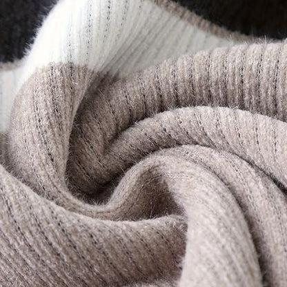 Men’s Striped Half-Zip Stand Collar Knit Sweater
