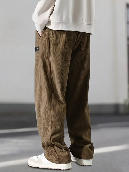 Men’s Relaxed Cotton Corduroy Pants with Drawstring Waist