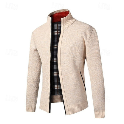 Men’s High-Stand-Collar Full-Zip Knit Cardigan