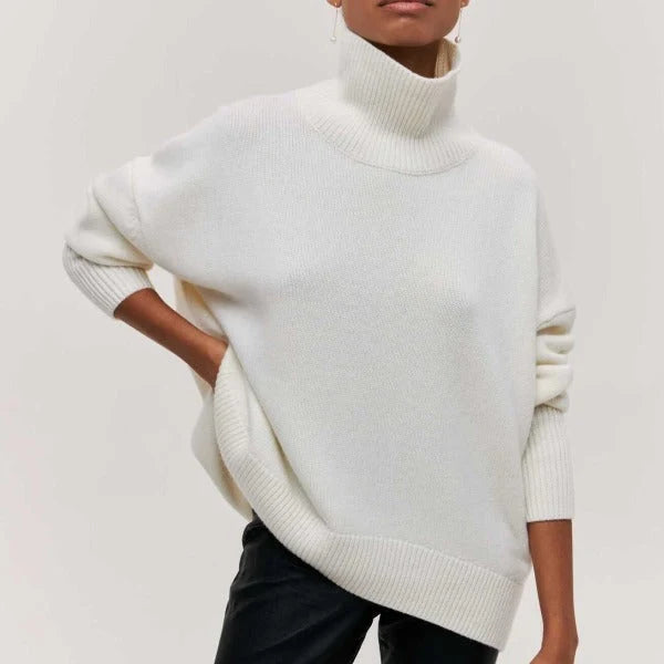 Women’s Soft High-Neck Classic Knit Sweater for Everyday Style