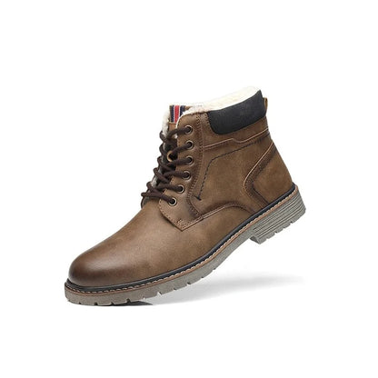 Men’s PU Leather-Style Winter Boots with Classic Round Toe
