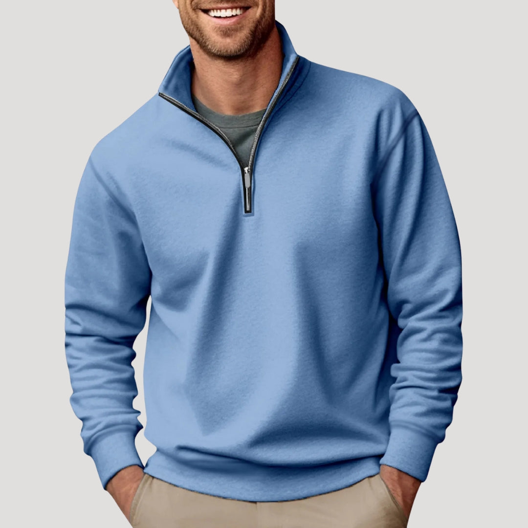Men’s Lightweight Cotton-Blend Half-Zip Sweatshirt