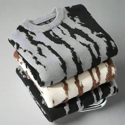 Men’s Textured Vertical Pattern Crewneck Sweater