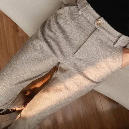 Men’s Tailored Herringbone Wool Trousers