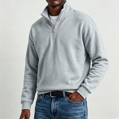 Men’s Cotton-Cashmere Relaxed Quarter-Zip Sweatshirt