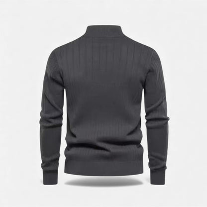 Men’s Minimalist Thermal Knit Zip-Up Sweater