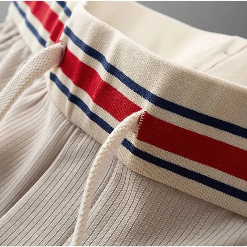 Men’s Ribbed Stretch Joggers with Striped Waistband