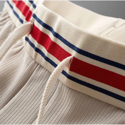 Men’s Ribbed Stretch Joggers with Striped Waistband