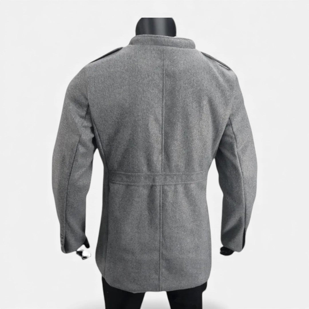Men’s Textured Wool-Look Mid-Length Zip Coat
