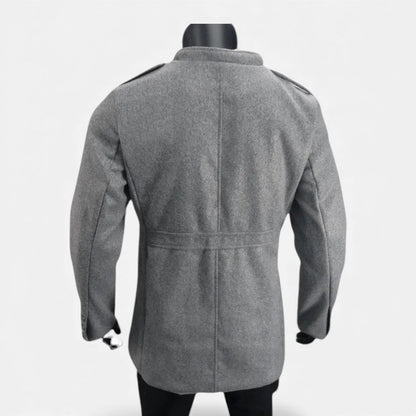 Men’s Textured Wool-Look Mid-Length Zip Coat