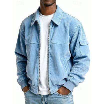 Men’s Ribbed-Knit Classic Collar Zip Jacket