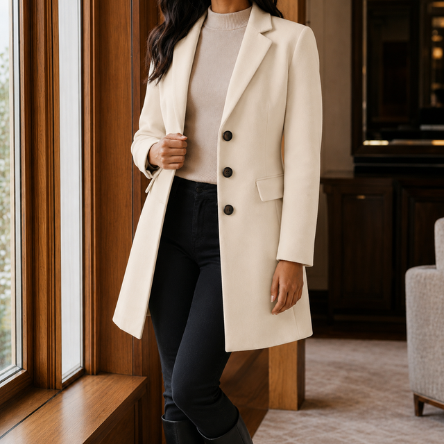 Women’s Wool Blend Fitted Flared Coat