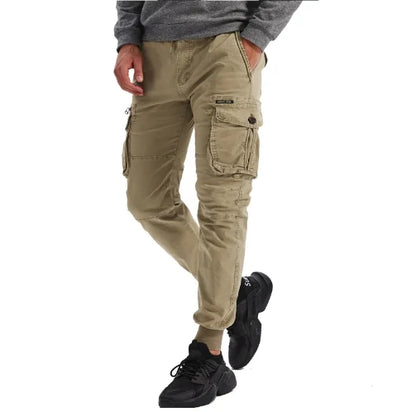 Men’s Slim-Fit Utility Cargo Pants with Elastic Cuffs