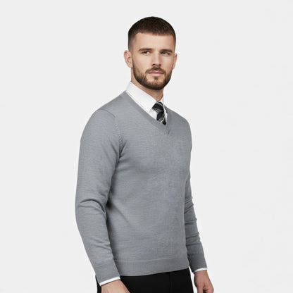 Men’s Medium-Stretch V-Neck Winter Knit Pullover