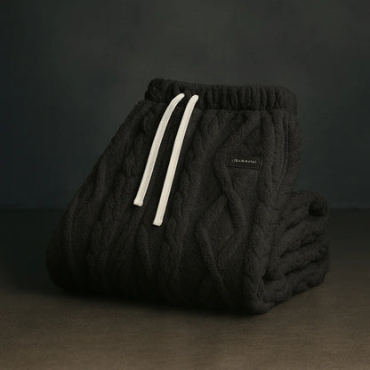 Men’s Cable-Texture Fleece Sweatpants with Relaxed Fit