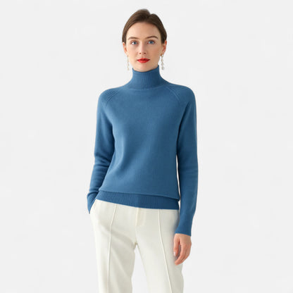 Women’s Merino Wool Cashmere Blend High-Neck Knit Sweater