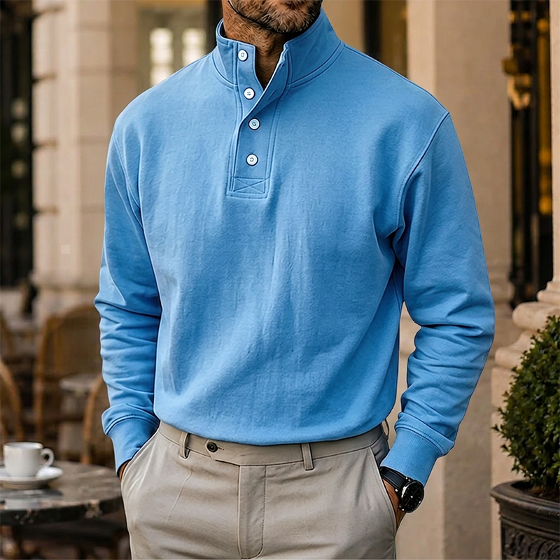 Men’s Cotton Relaxed Polo-Collar Sweatshirt