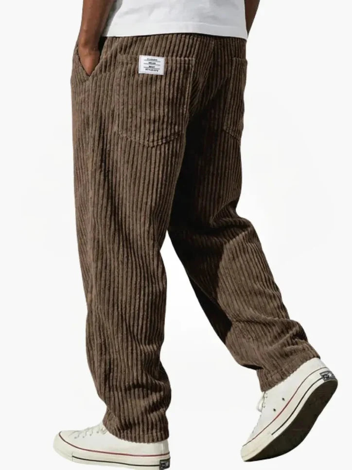Men’s Relaxed Corduroy Trousers with Drawstring Waist