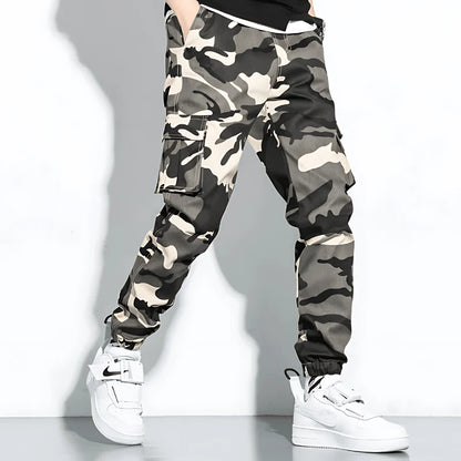 Men’s Stretch Camouflage Cargo Pants with Tapered Fit