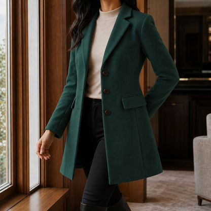 Women’s Wool Blend Fitted Flared Coat