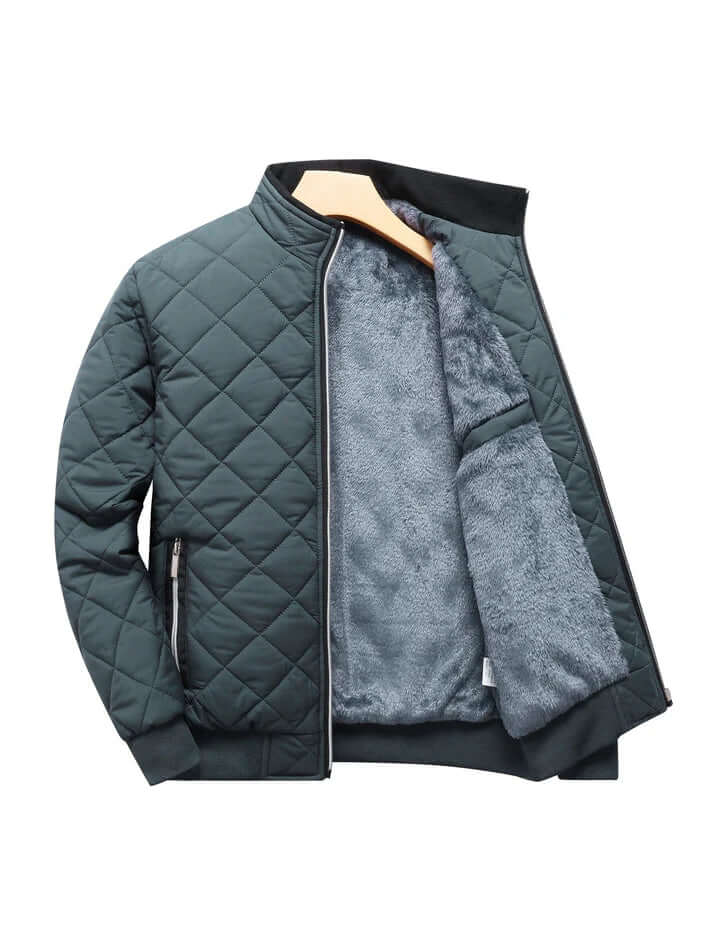 Men’s Diamond Quilted Faux Fur-Lined Winter Jacket