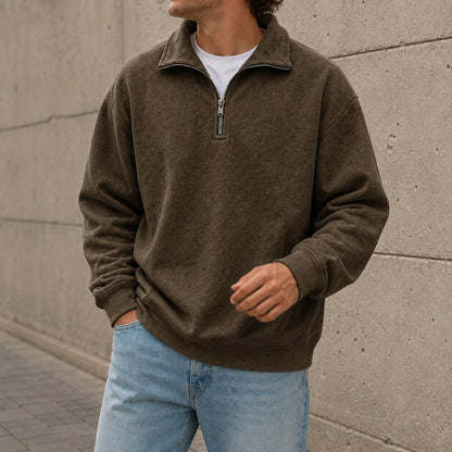 Men’s Relaxed Solid Half-Zip Sweatshirt