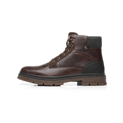 Men’s PU Leather Winter Boots with Warm Faux Fur Lining