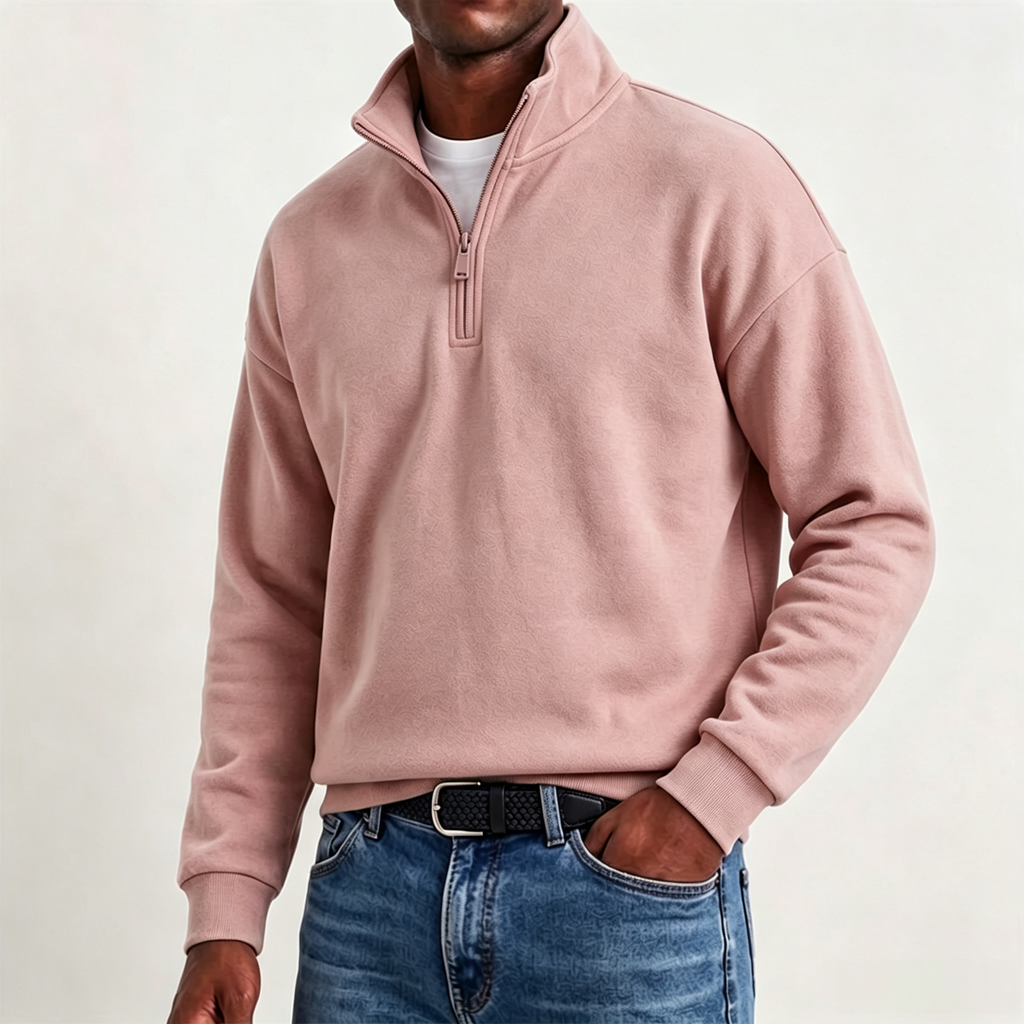 Men’s Cotton-Cashmere Relaxed Quarter-Zip Sweatshirt