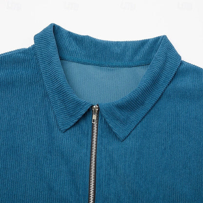 Men’s Ribbed-Knit Classic Collar Zip Jacket