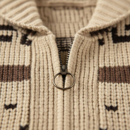 Men’s Patterned Jacquard Shawl Collar Cardigan