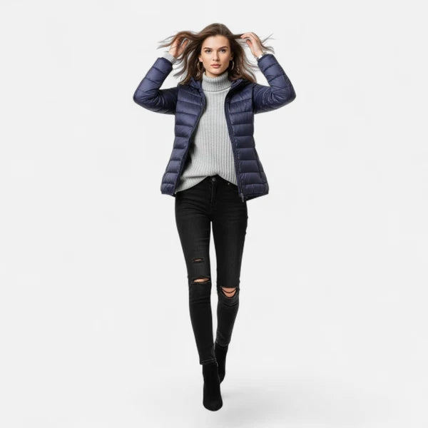 Women’s Lightweight Hooded Down Jacket with Streamlined Fit