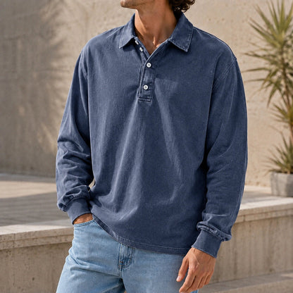 Men’s Vintage Washed Cotton Lapel Shirt