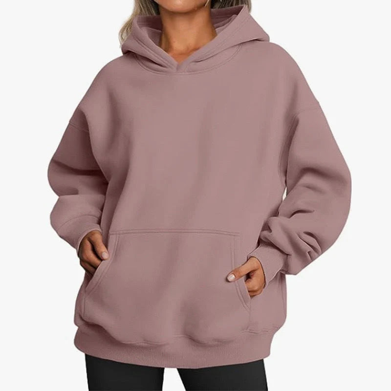Women’s Oversized Cotton Blend Drop-Shoulder Pullover Hoodie