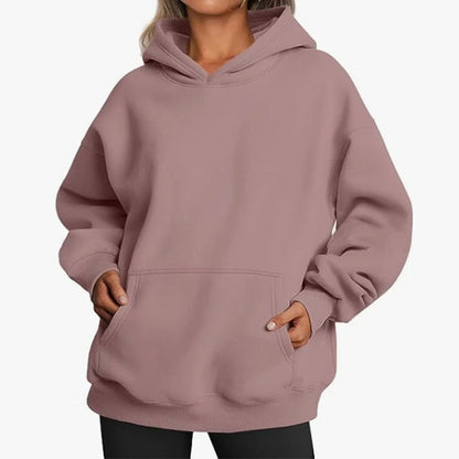 Women’s Oversized Cotton Blend Drop-Shoulder Pullover Hoodie