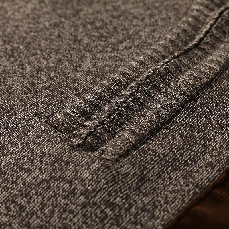Men’s Contrast Panel Quarter-Zip High Collar Sweater