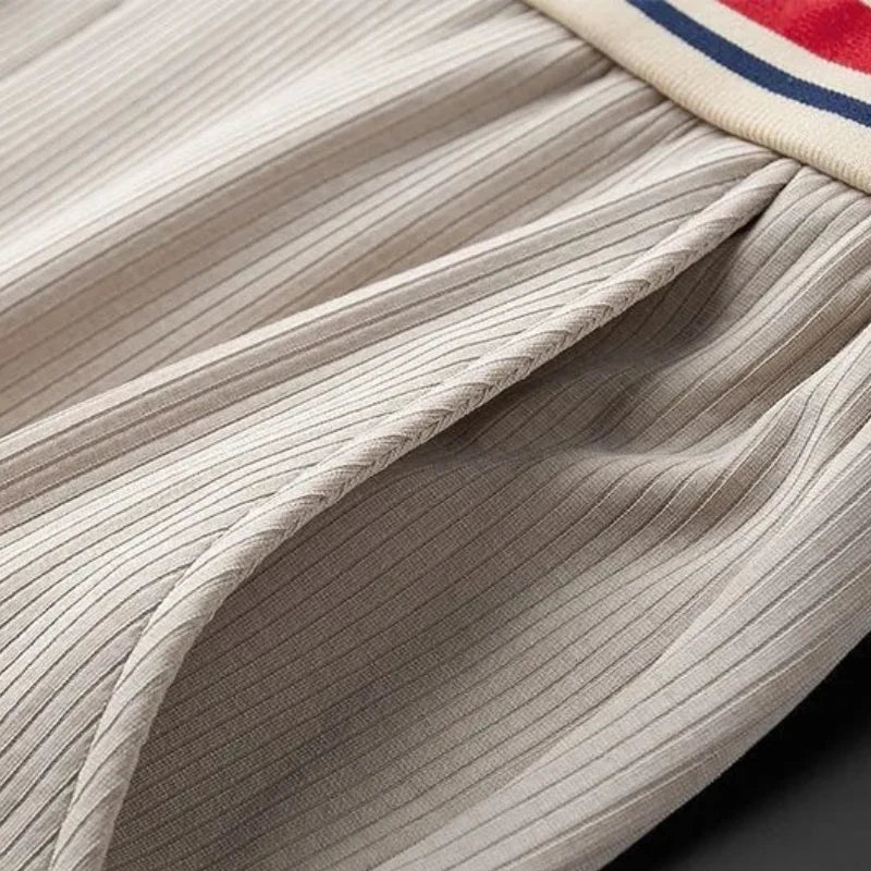 Men’s Ribbed Stretch Joggers with Striped Waistband