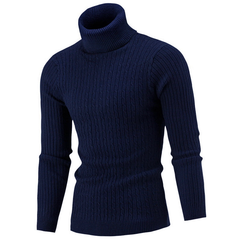 Men’s Textured Cable Knit High-Neck Sweater