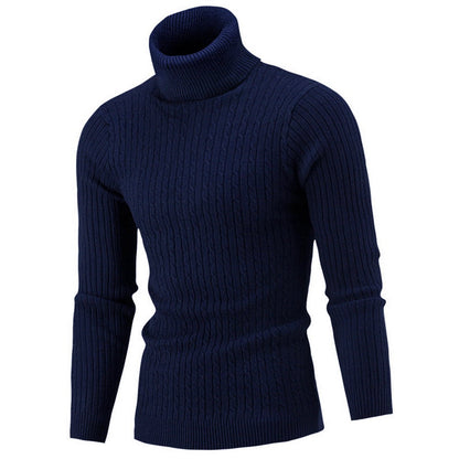 Men’s Textured Cable Knit High-Neck Sweater