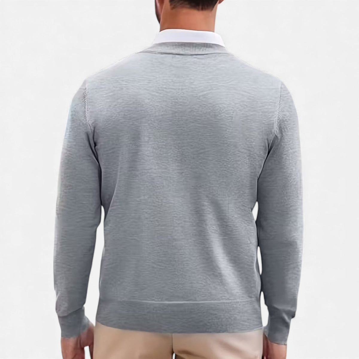 Men’s Medium-Stretch V-Neck Winter Knit Pullover