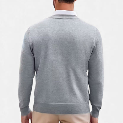 Men’s Medium-Stretch V-Neck Winter Knit Pullover