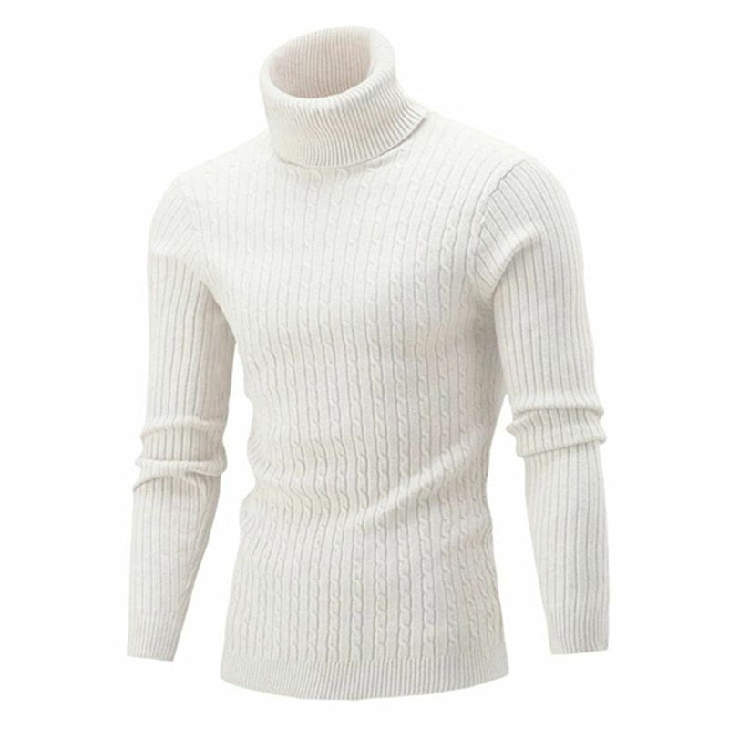 Men’s Textured Cable Knit High-Neck Sweater